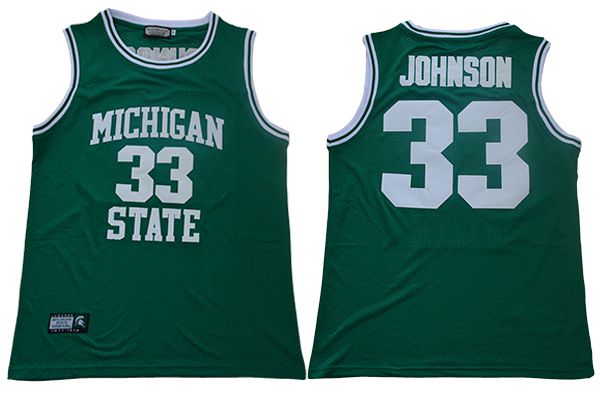 Men Michigan State Spartans 33 Johnson Green Throwback NBA NCAA Jerseys